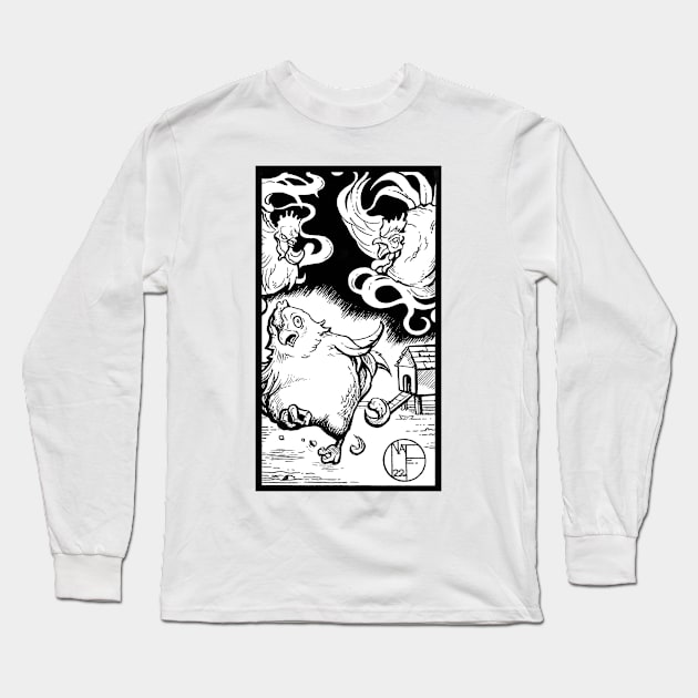 Ghost Chickens - Black Outlined Version Long Sleeve T-Shirt by Nat Ewert Art